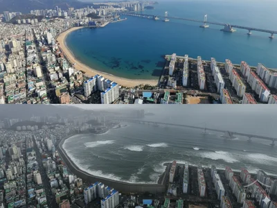 Busan in 2070, the Gwangalli Beach Swallowed by Waves